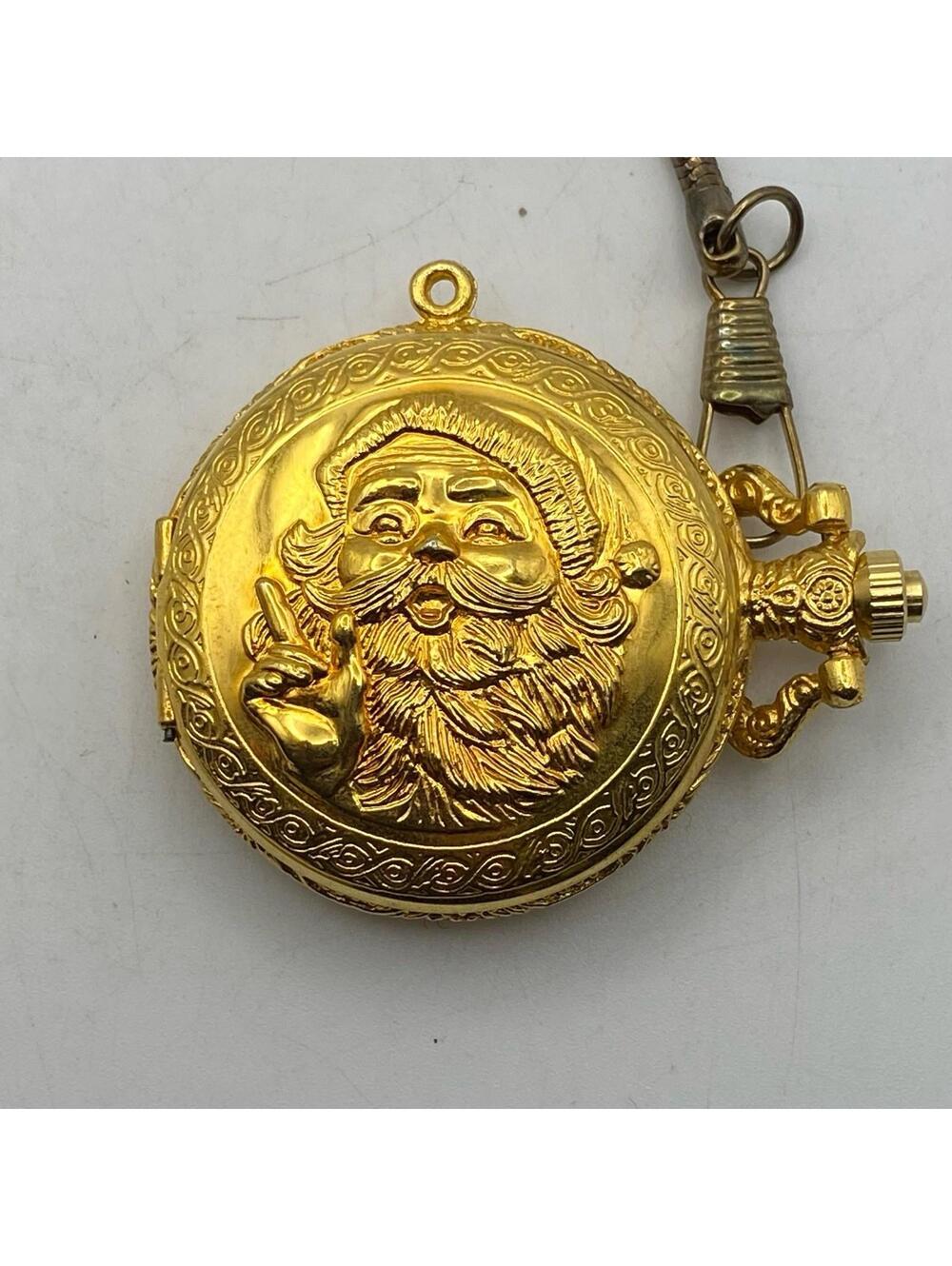 Vintage Department 56 Christmas time Santa Claus pocket watch Chain